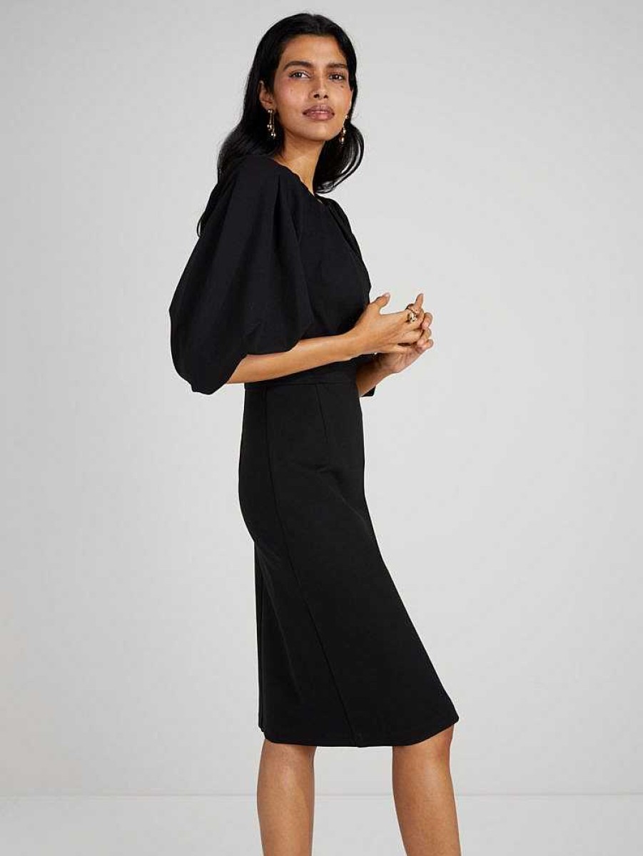 Clothing Kate Spade Outlet | Ponte Pleated-Shoulder Dress