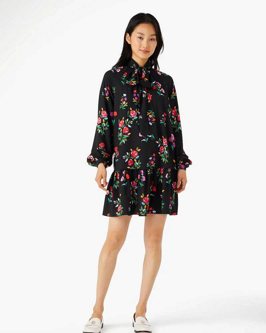 Clothing Kate Spade Outlet | Autumn Floral Tie Neck Dress