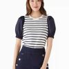 Clothing Kate Spade Outlet | Striped Puff Sleeve Knit Top