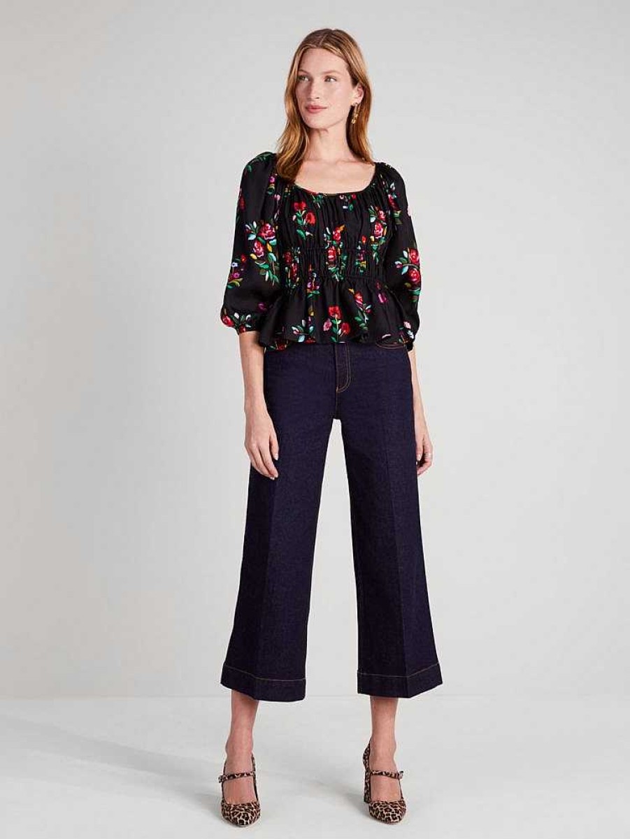 Clothing Kate Spade Outlet | Autumn Floral Long-Sleeve Riviera Top