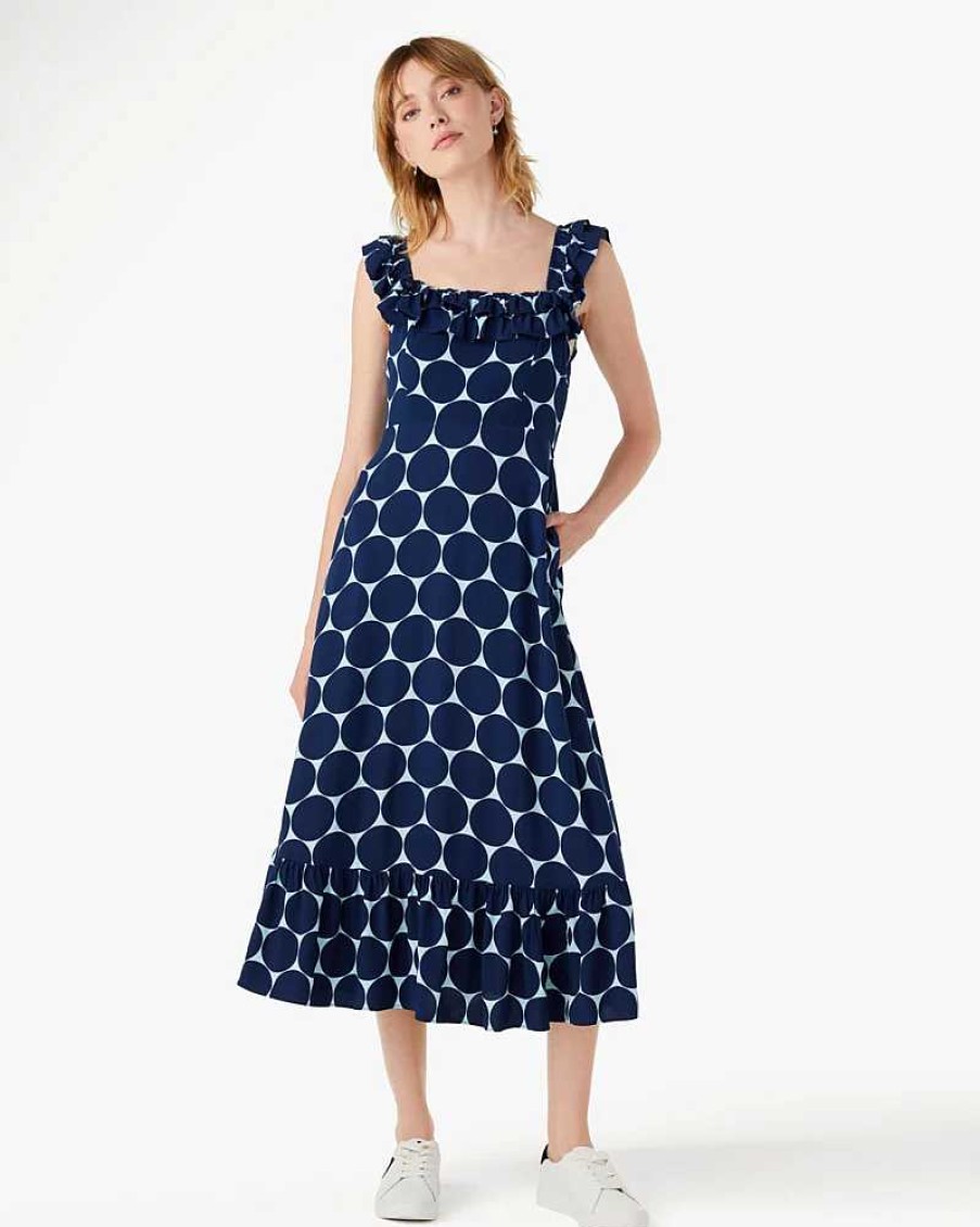 Clothing Kate Spade Outlet | Joy Dot Ruffle Midi Dress