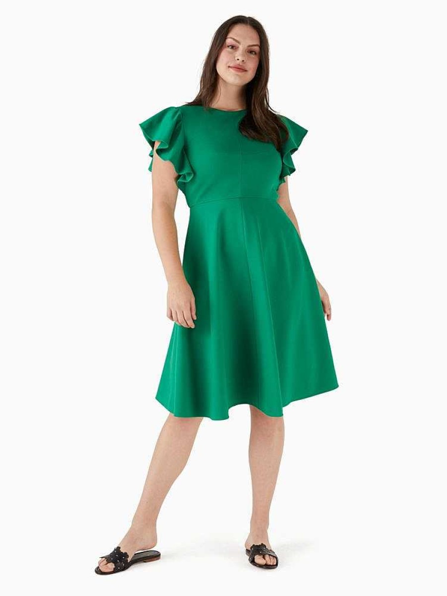 Clothing Kate Spade Outlet | Ponte Flutter-Sleeve Dress