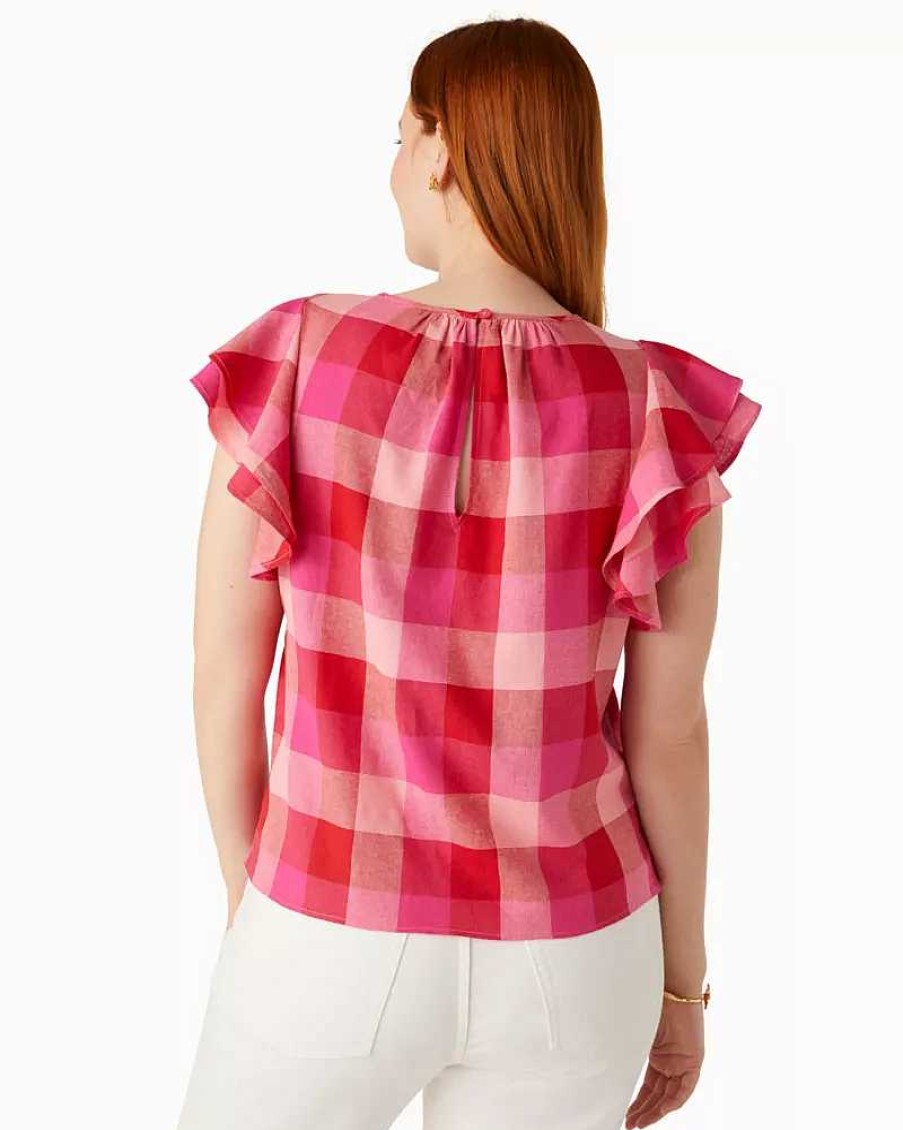 Clothing Kate Spade Outlet | Picnic Woven Flutter-Sleeve Top