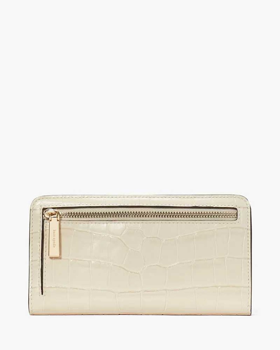 Wallets Kate Spade Outlet | Dumpling Croc Embossed Large Slim Bifold Wallet