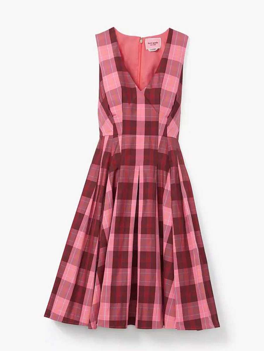 Clothing Kate Spade Outlet | Greenhouse Plaid Taffeta Midi Dress