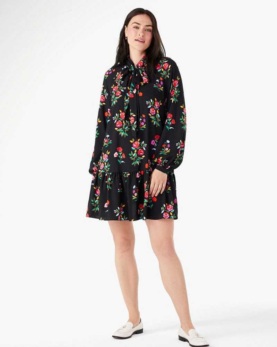 Clothing Kate Spade Outlet | Autumn Floral Tie Neck Dress