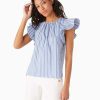 Clothing Kate Spade Outlet | Basket Stripe Flutter-Sleeve Top