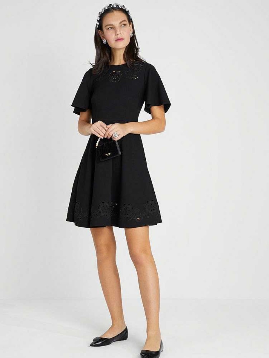 Clothing Kate Spade Outlet | Embroidered Cutwork Ponte Dress