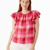 Clothing Kate Spade Outlet | Picnic Woven Flutter-Sleeve Top