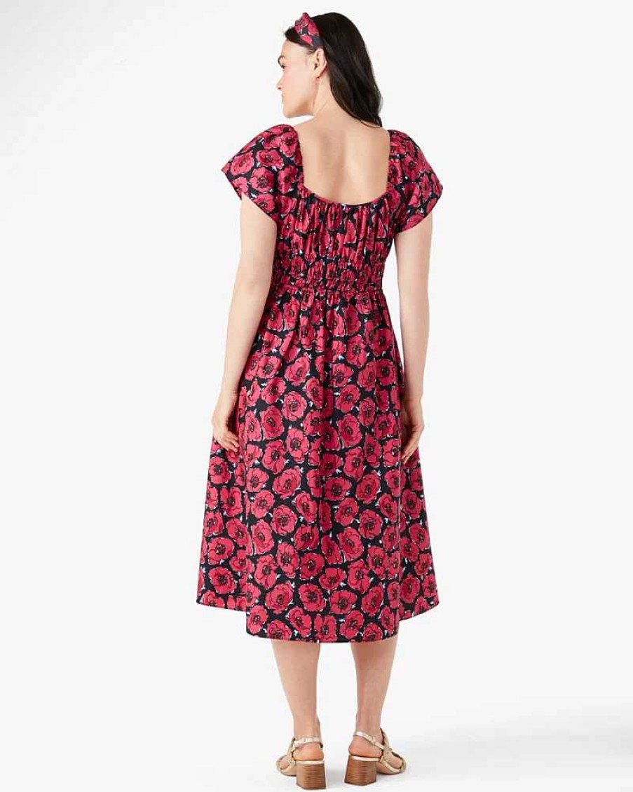 Clothing Kate Spade Outlet | Poppy Toss Square-Neck Midi Dress