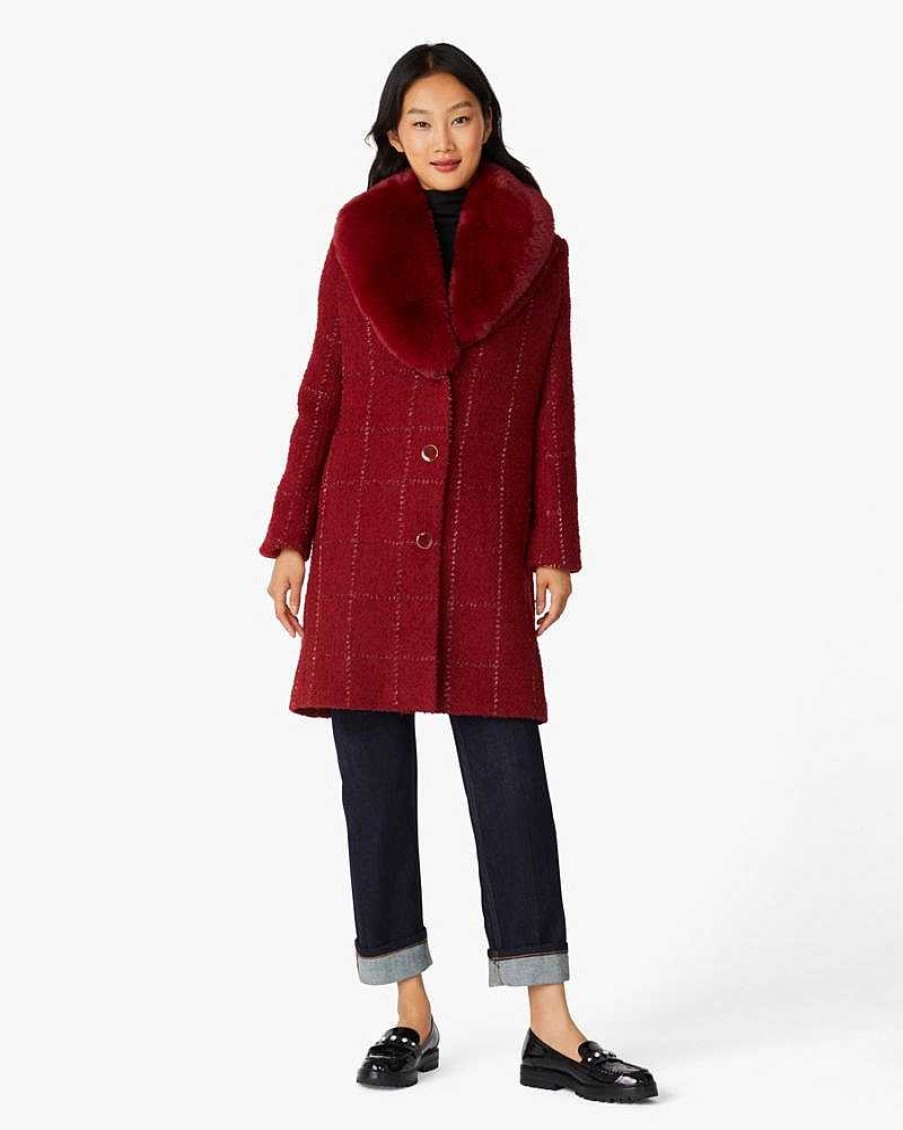 Clothing Kate Spade Outlet | Lurex Plaid Wool Coat