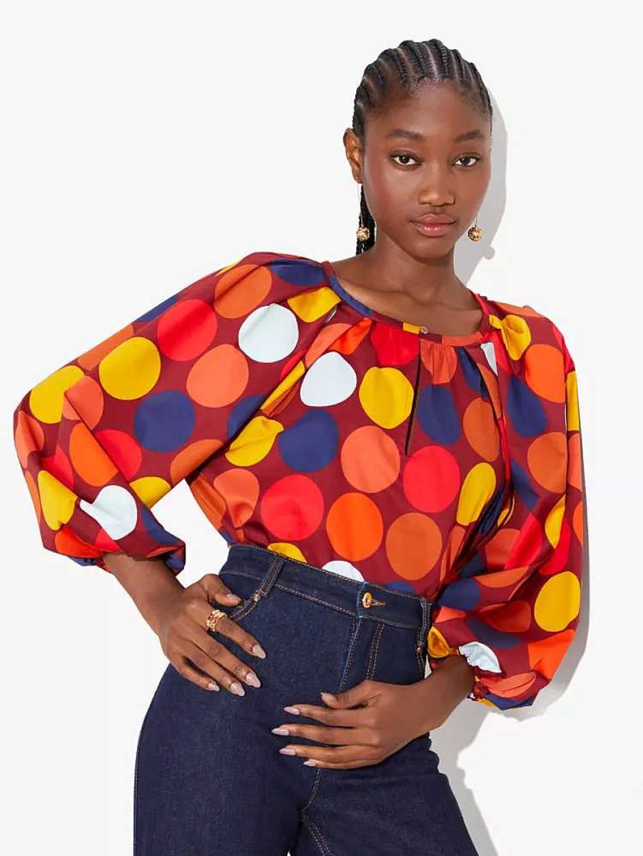 Clothing Kate Spade Outlet | Dot Party Poplin Top