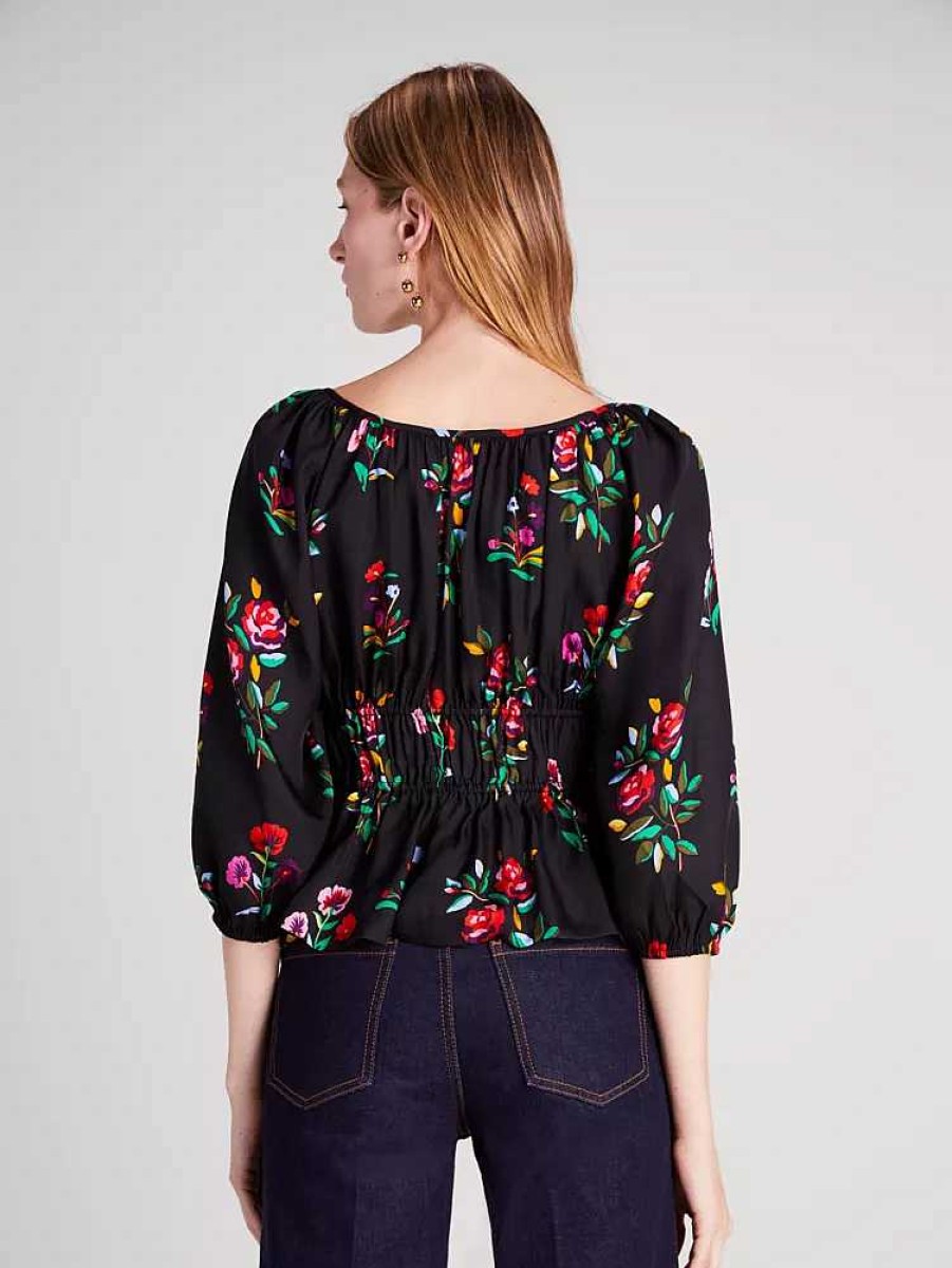 Clothing Kate Spade Outlet | Autumn Floral Long-Sleeve Riviera Top