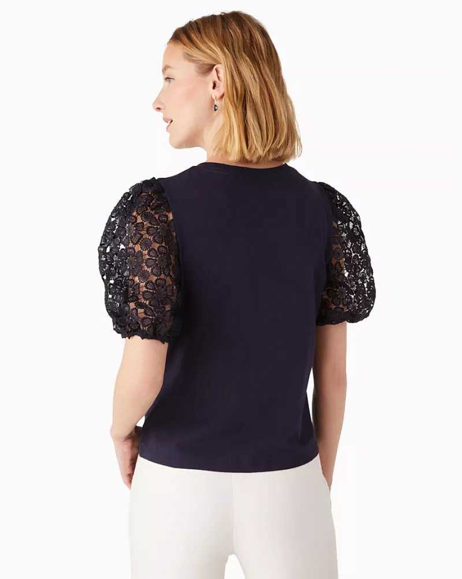 Clothing Kate Spade Outlet | Lace Puff-Sleeve Tee