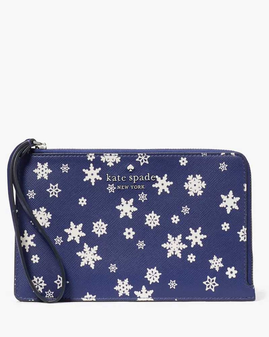 Wallets Kate Spade Outlet | Staci Snowflake Toss Medium L-Zip Wristlet