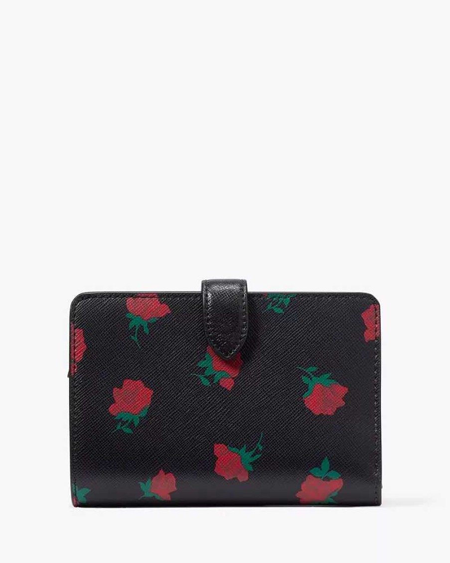 Handbags Kate Spade Outlet | Madison Rose Toss Printed Medium Compact Bifold Wallet