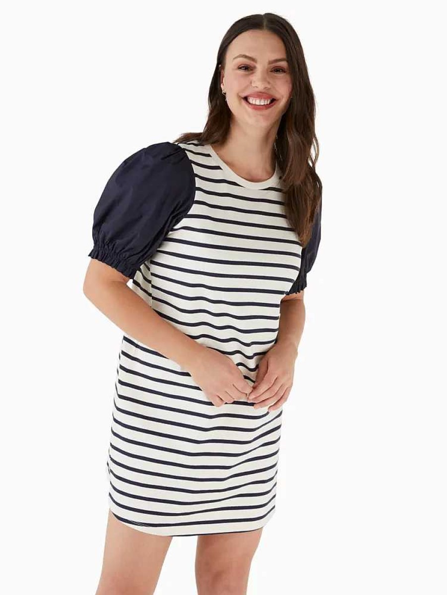 Clothing Kate Spade Outlet | Striped Puff Sleeve Knit Dress