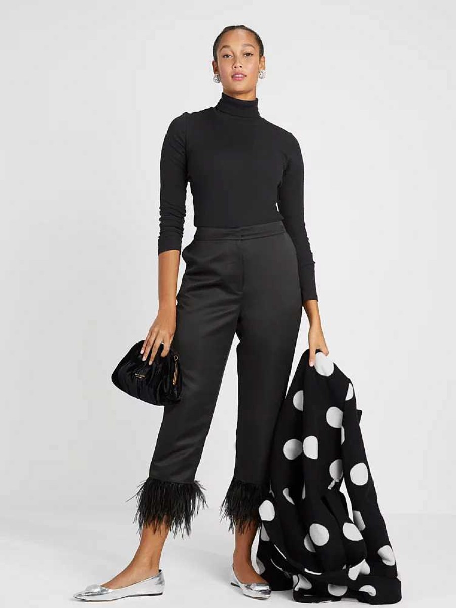 Clothing Kate Spade Outlet | Satin Feather Trim Pant