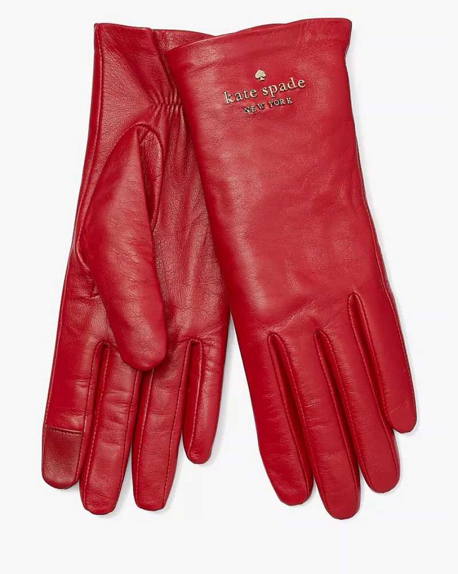 Accessories Kate Spade Outlet | Floating Logo Leather Gloves