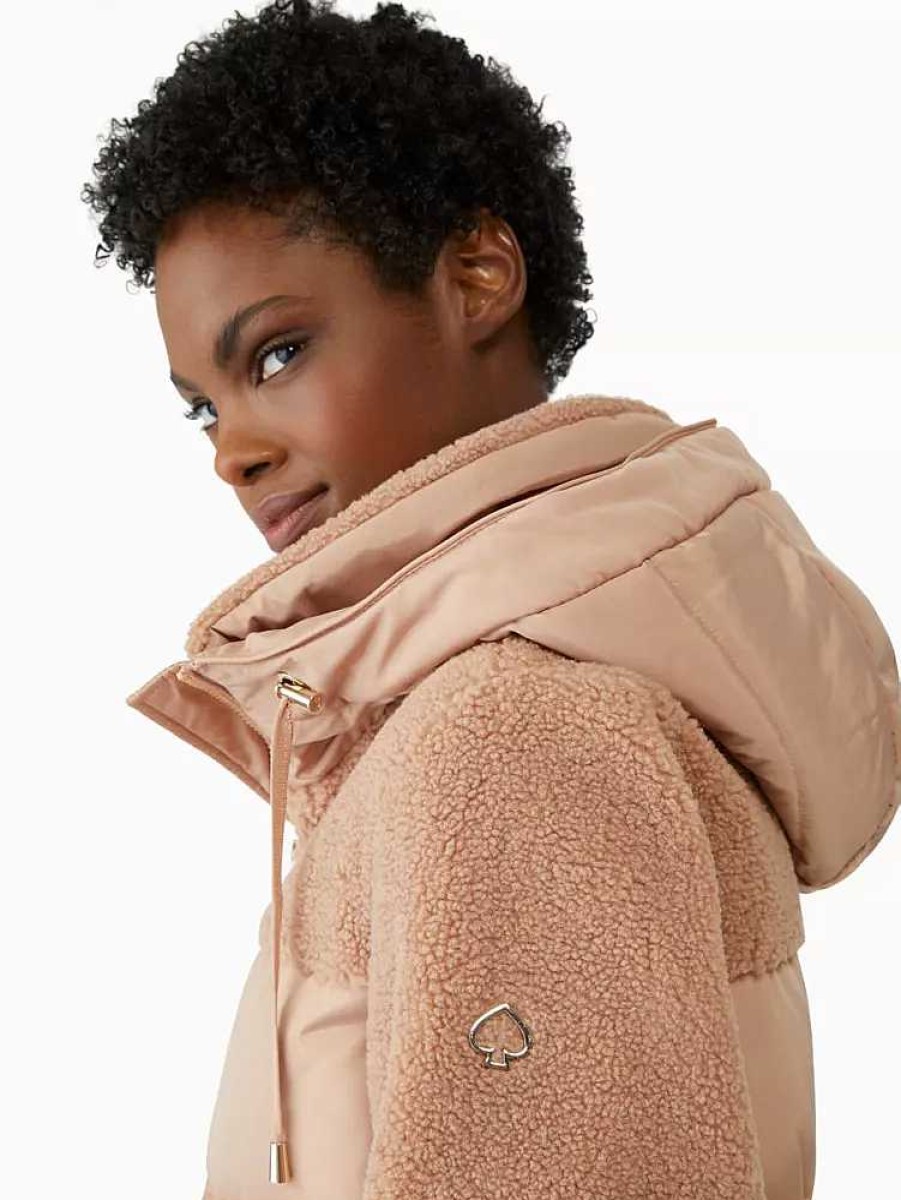 Clothing Kate Spade Outlet | Mixed Media Sherpa Puffer